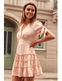 Puderfarbenes Sommerkleid mit kurzen Ärmeln PR3181 – Online-Shop – Boutique